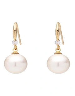 Drop With Stone Earrings in Pearl