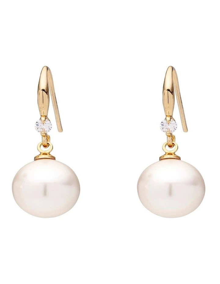 Drop With Stone Earrings in Pearl image 1