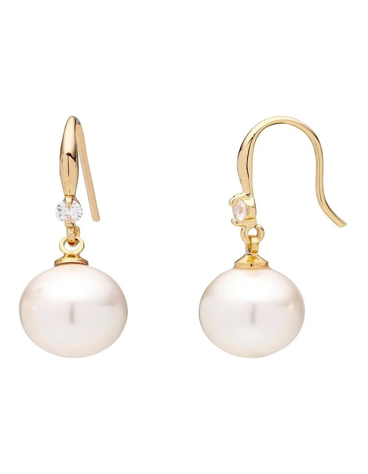 Drop With Stone Earrings in Pearl image 3