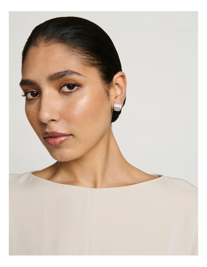 Modern Stud Clip-On Earrings in Silver image 2