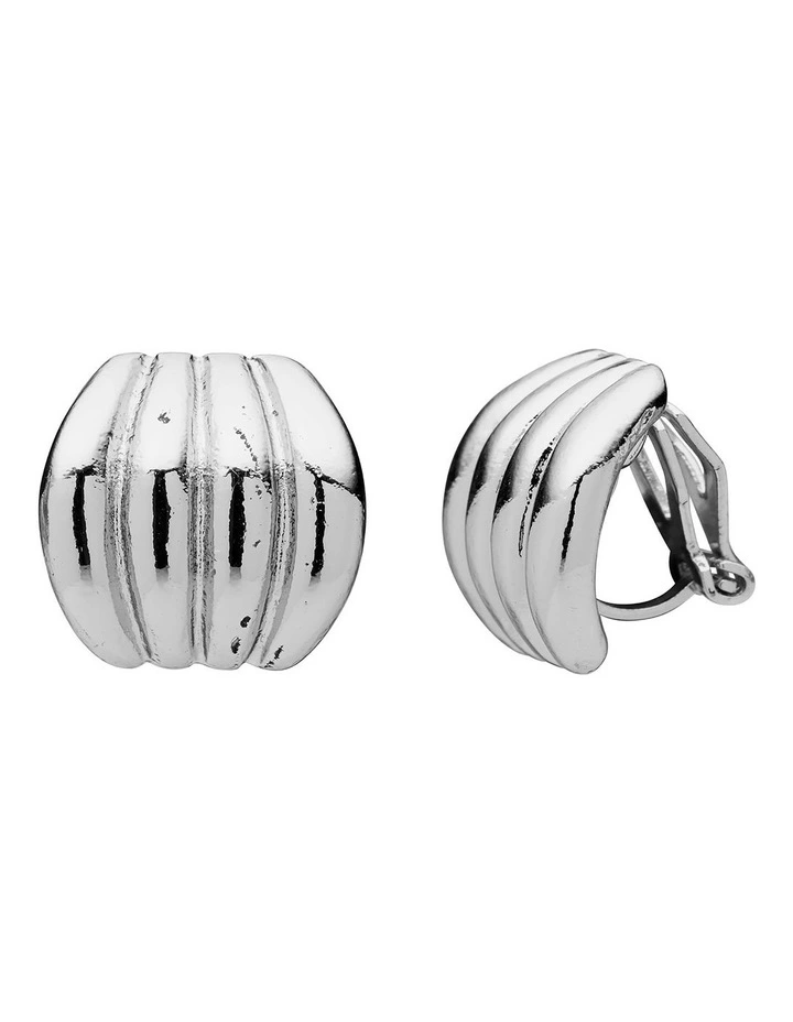 Modern Stud Clip-On Earrings in Silver image 4