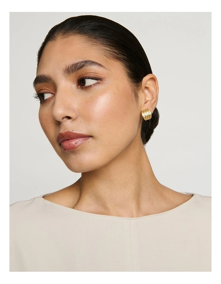 Modern Stud Clip-On Earrings in Gold image 2