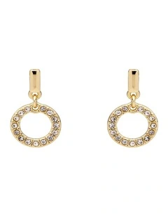 Dainty Circle Drop Earrings in Gold