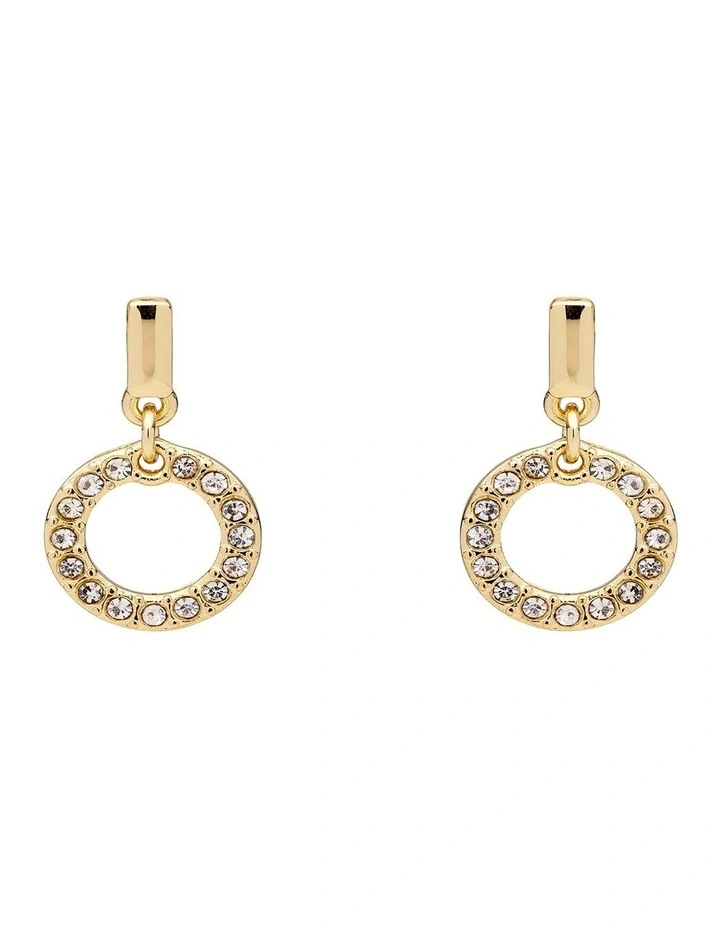 Dainty Circle Drop Earrings in Gold image 1