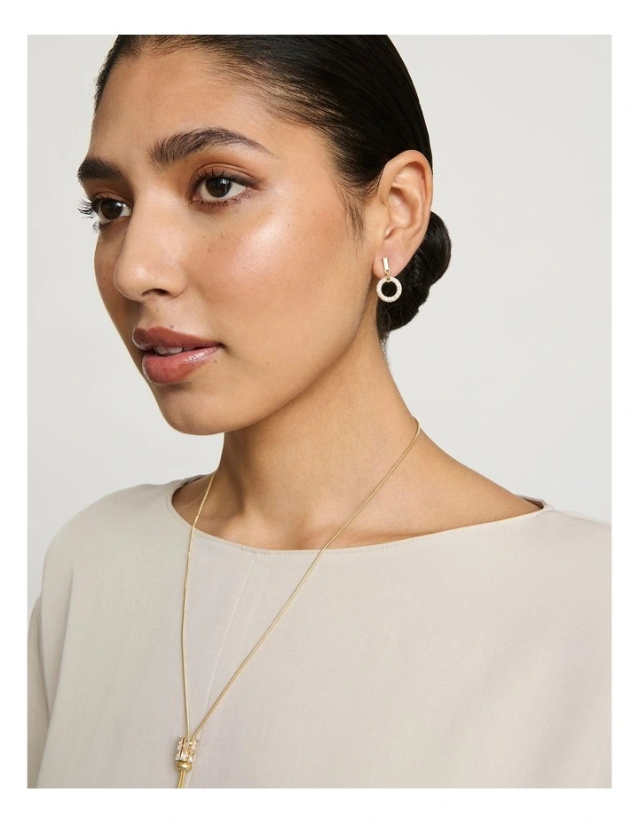 Dainty Circle Drop Earrings in Gold image 2