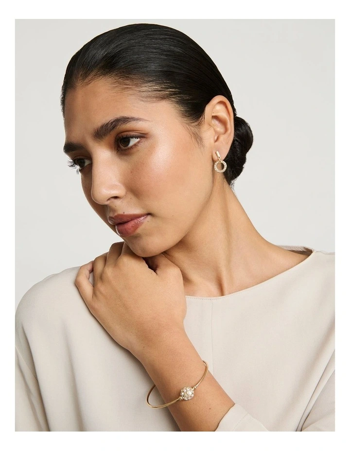 Dainty Circle Drop Earrings in Gold image 4