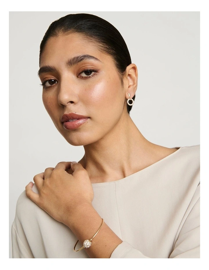 Dainty Circle Drop Earrings in Gold image 5