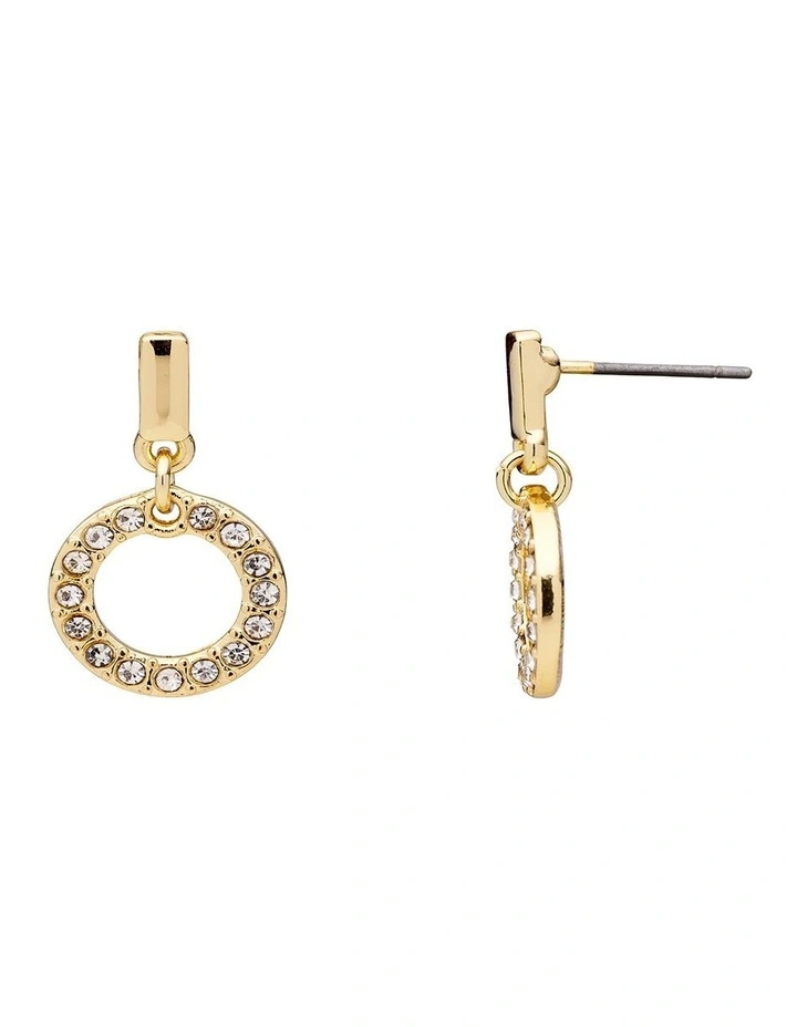 Dainty Circle Drop Earrings in Gold image 6