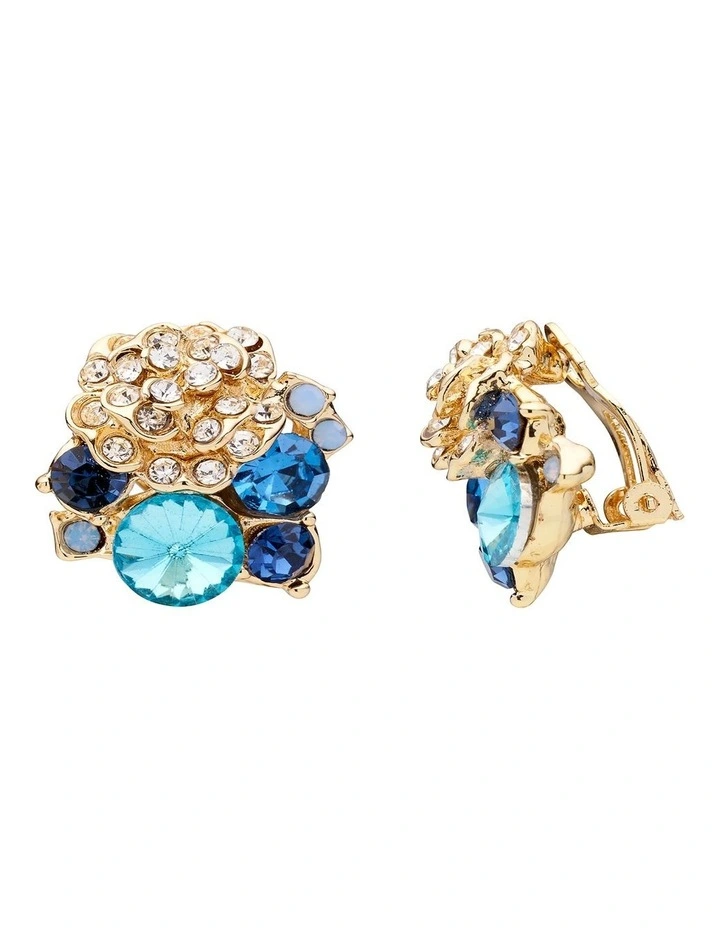 Meteor Cluster Clip Earrings in Blue Multi image 3