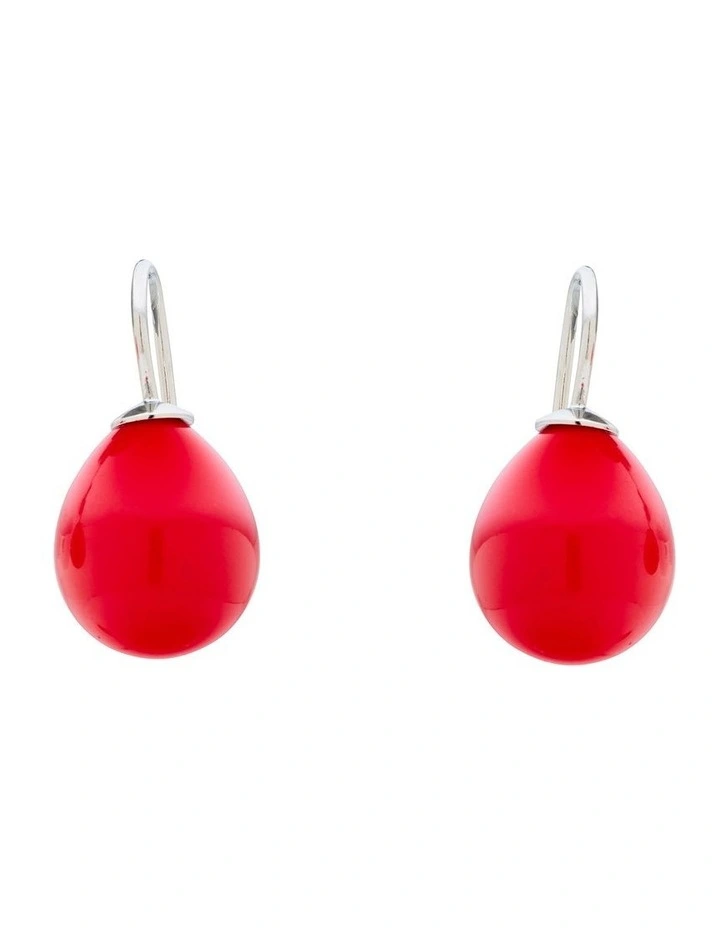 Solid Teardrop Earrings in Red image 1