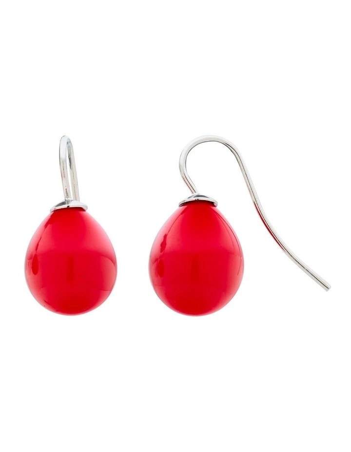Solid Teardrop Earrings in Red image 2