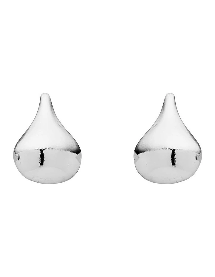 Plain Tear Drop Earrings in Silver image 1