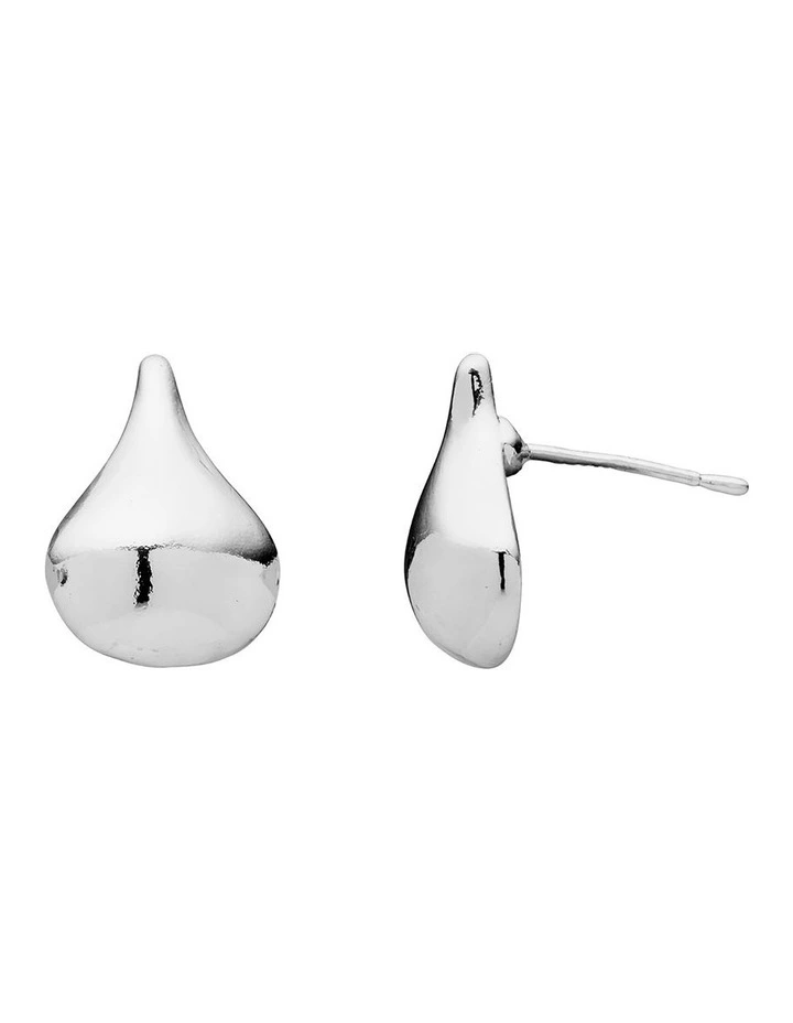 Plain Tear Drop Earrings in Silver image 2