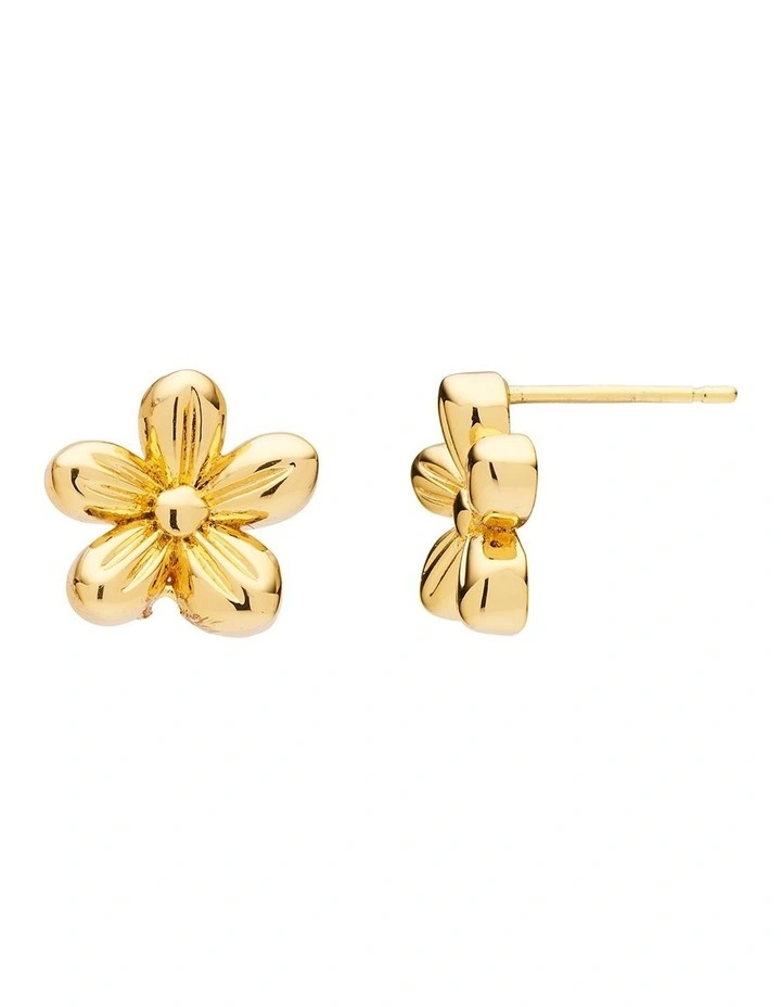 Petite Flower Stud Earrings in Gold image 2