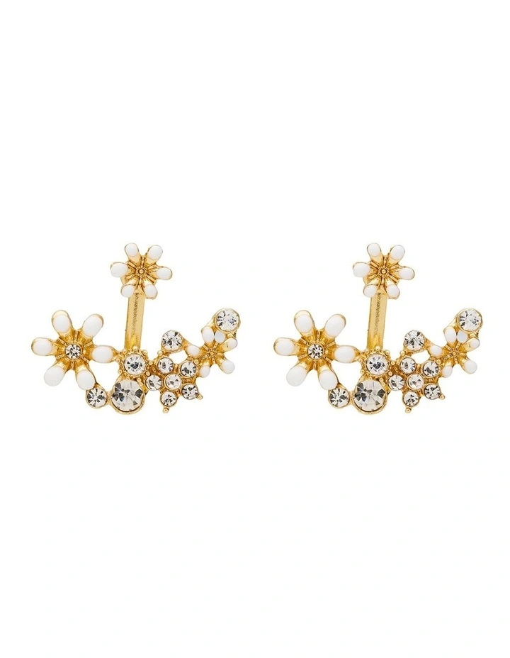 Mini Floral Earrings in White image 1