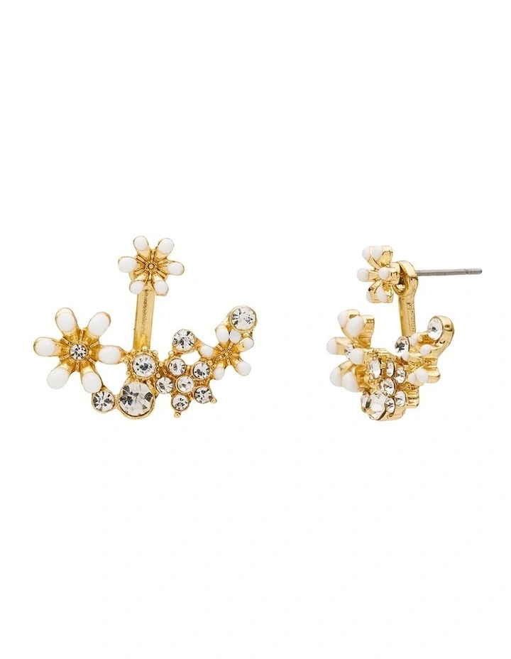 Mini Floral Earrings in White image 2