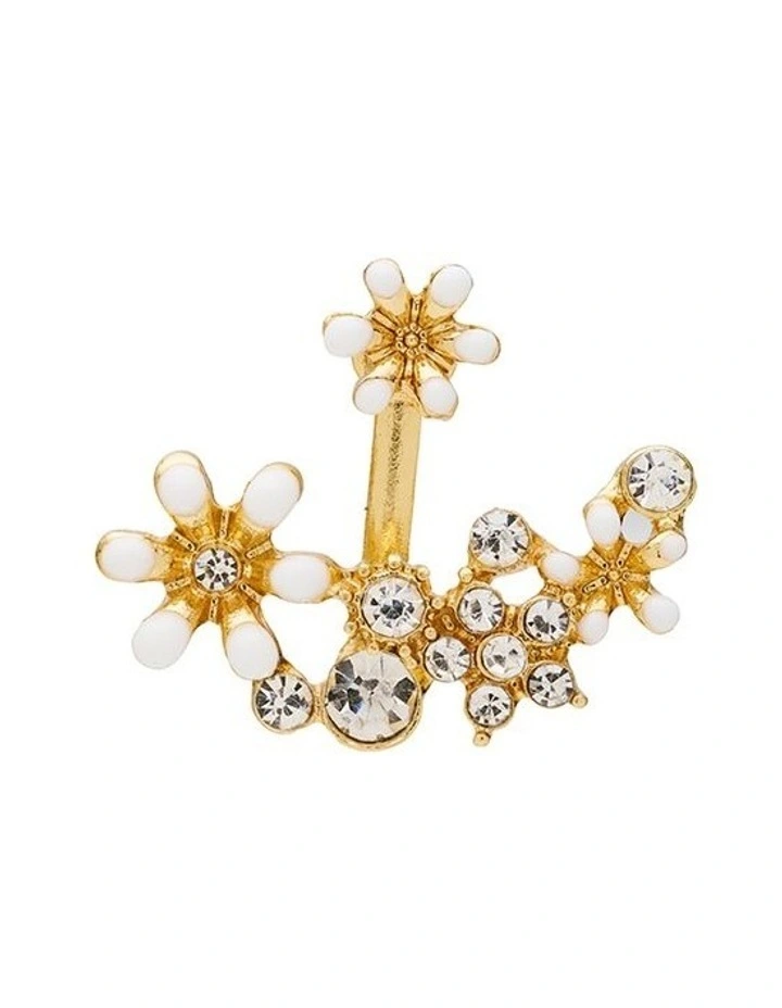 Mini Floral Earrings in White image 3