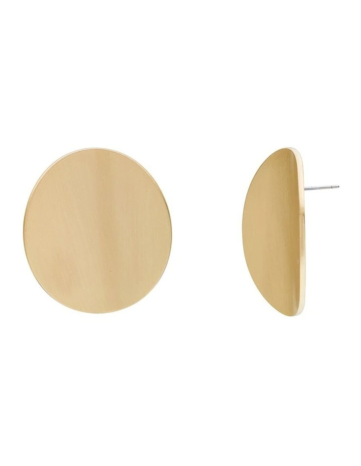 Oval Statement Stud Earrings in Gold image 2