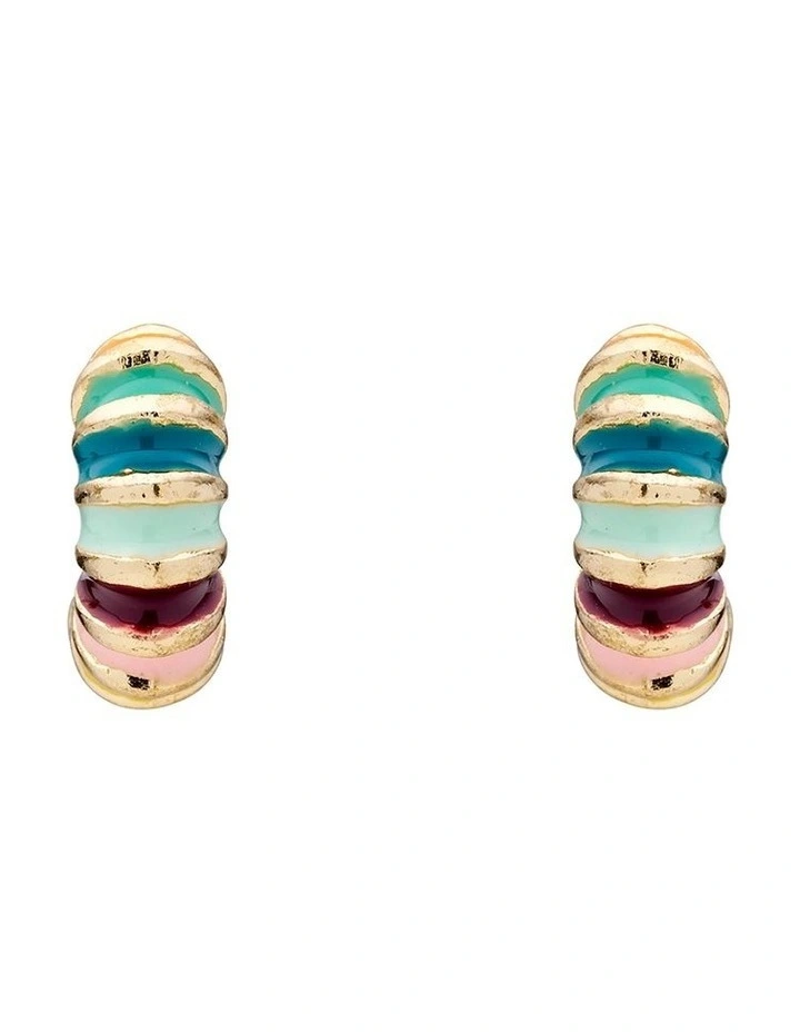 Festival Mini Hoop Earrings in Multi image 1