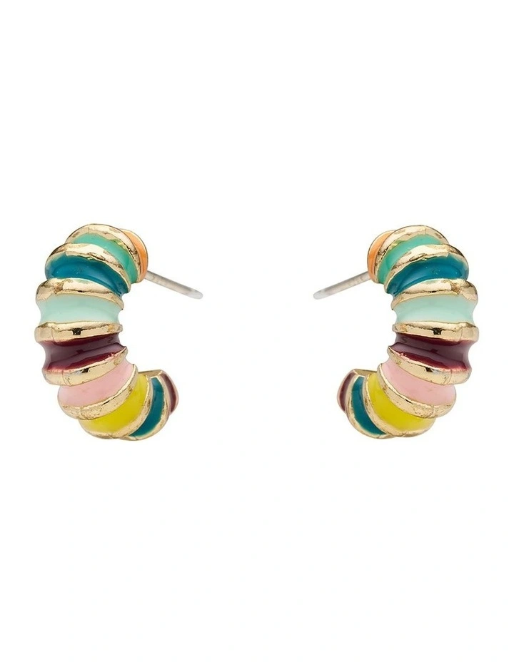 Festival Mini Hoop Earrings in Multi image 2