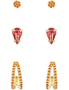 Angular Mini Earring pack in Orange