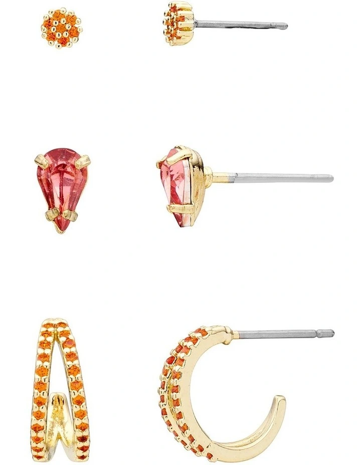 Angular Mini Earring pack in Orange image 2