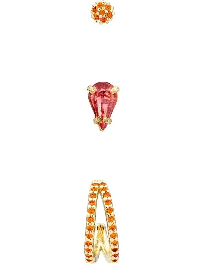 Angular Mini Earring pack in Orange image 3