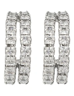CZ Hoop Earrings in Silver
