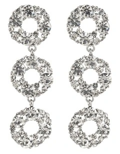 GJED024M Drop Circle Earrings in Silver