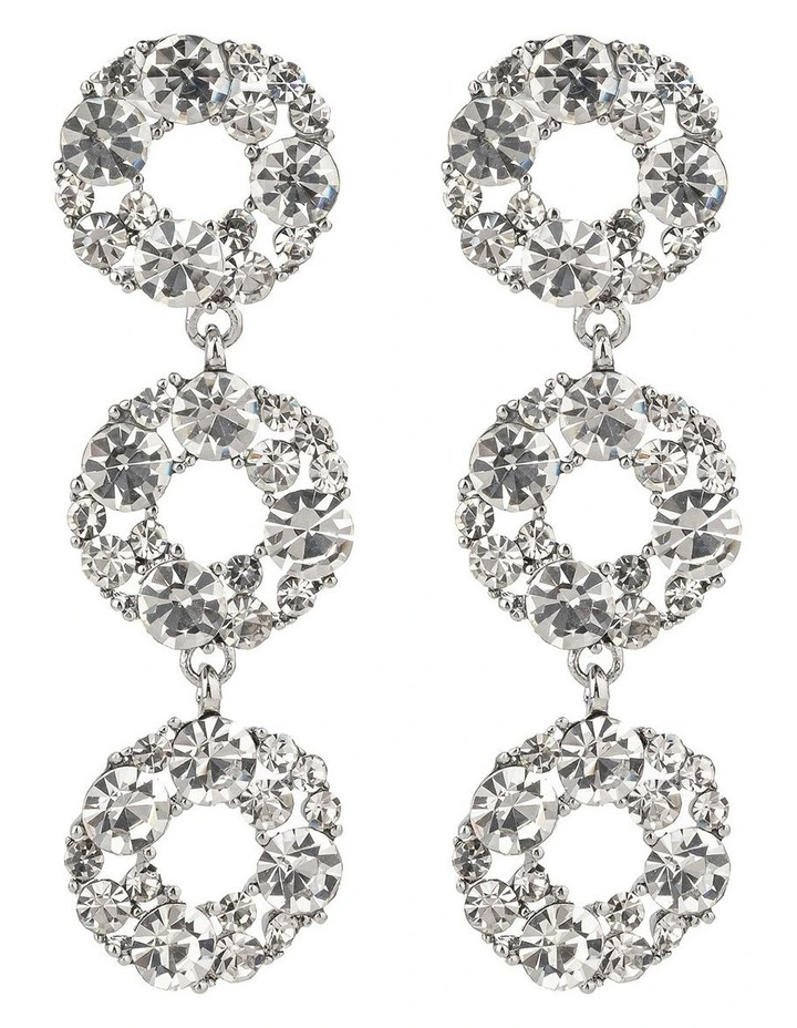 GJED024M Drop Circle Earrings in Silver image 1