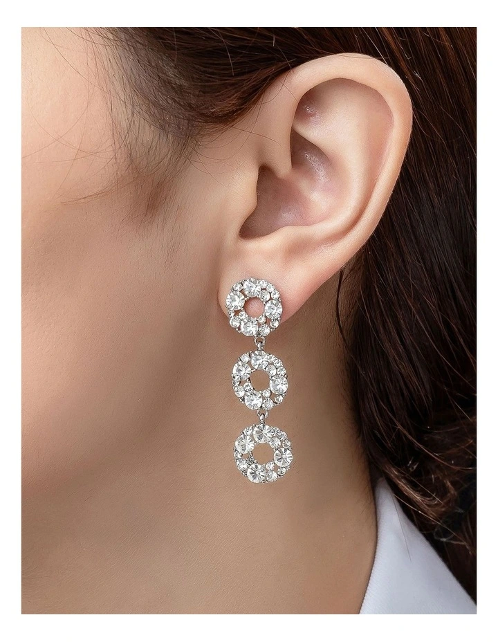 GJED024M Drop Circle Earrings in Silver image 3