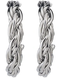 Woven Hoop Earrings in Silver