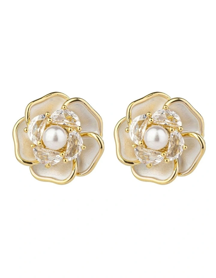 Flower Stud Earrings in Gold image 1