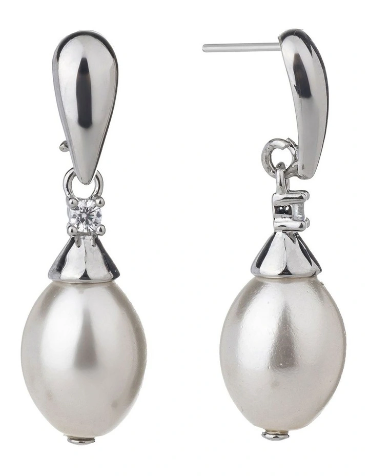 Pearl Drop Earrings in Silver image 2