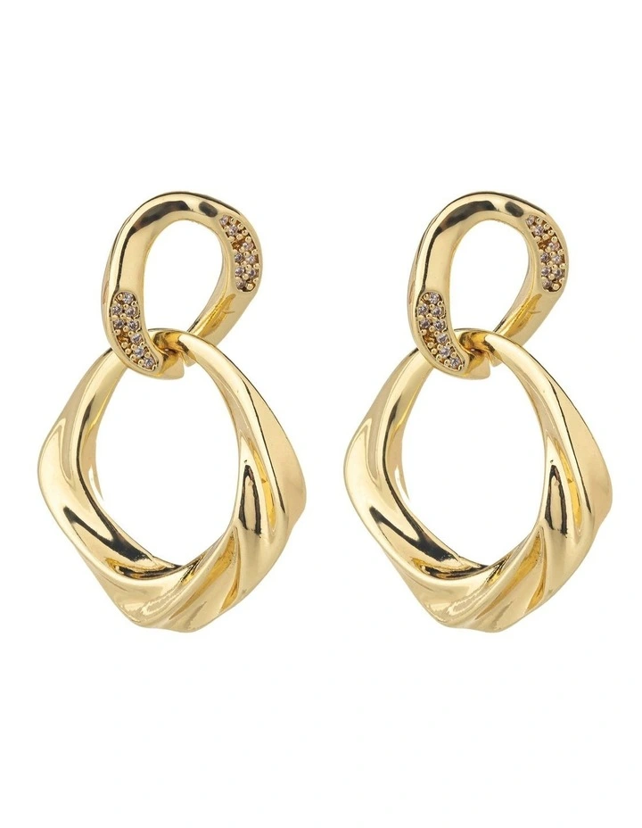 Twist Drop Hoop Earrings in Gold image 1