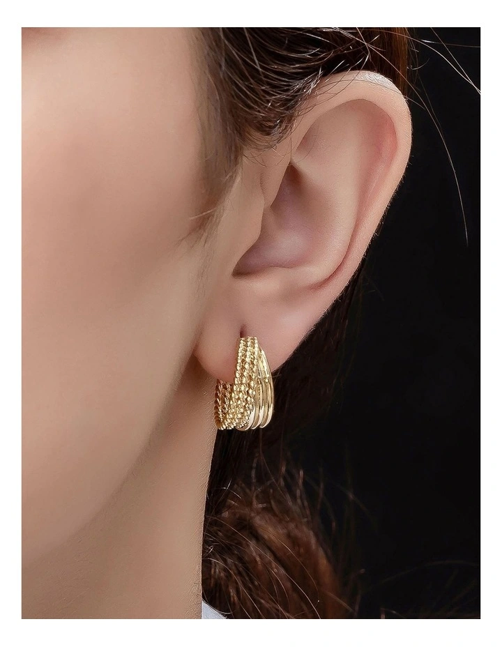 GJED036M Chain Hoop Earrings in Gold image 3