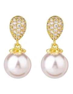 GJED009M - Pearl Drop Earrings in Gold