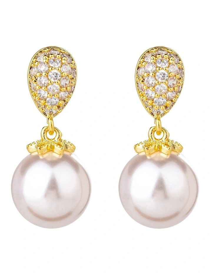 GJED009M - Pearl Drop Earrings in Gold image 1