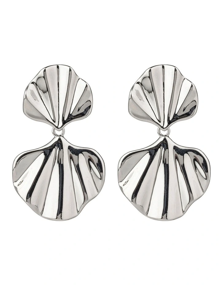 Fan Drop Earrings in Silver image 1