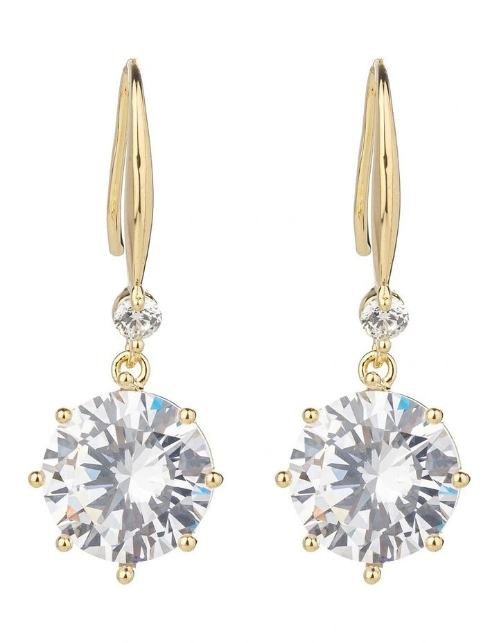 CZ Drop Earrings in Gold image 1