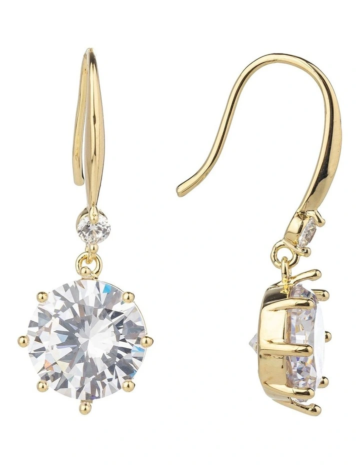 CZ Drop Earrings in Gold image 2