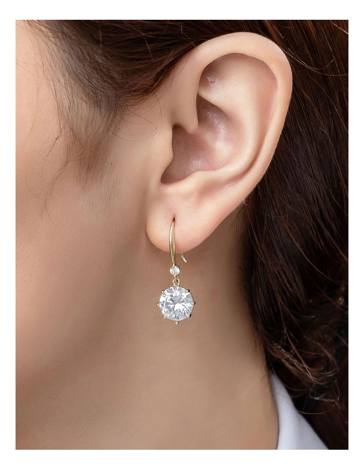 CZ Drop Earrings in Gold image 3