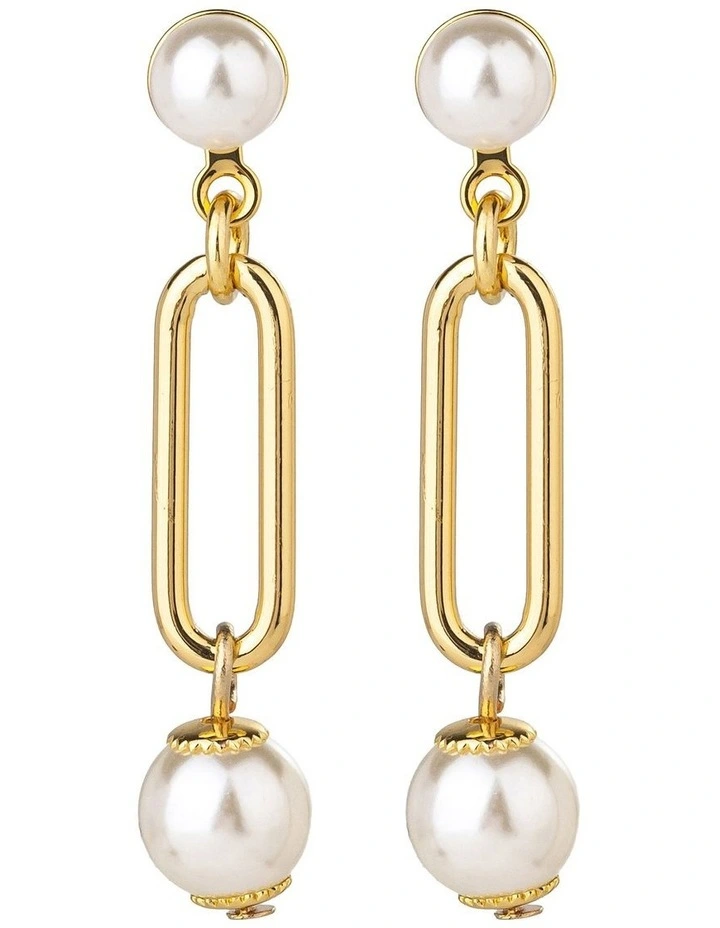 Pearl Drop Earrings in Gold image 1