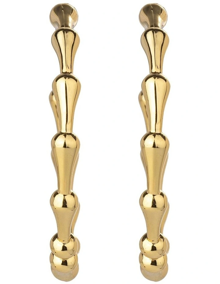 Bamboo Hoop Earrings in Gold image 1