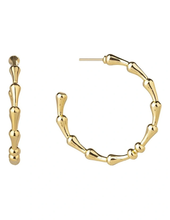 Bamboo Hoop Earrings in Gold image 2