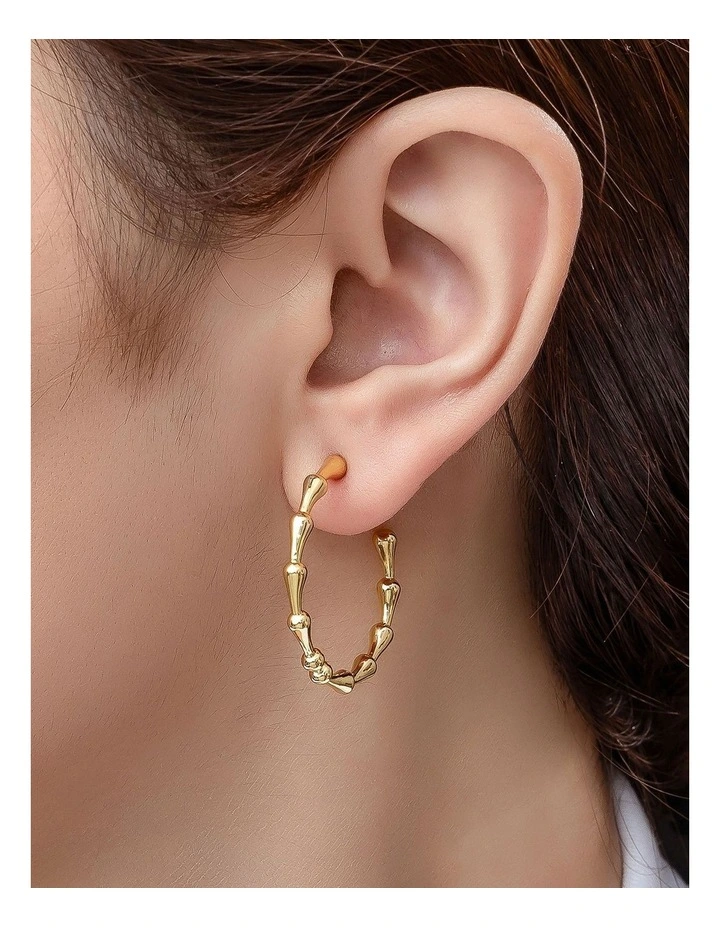 Bamboo Hoop Earrings in Gold image 3