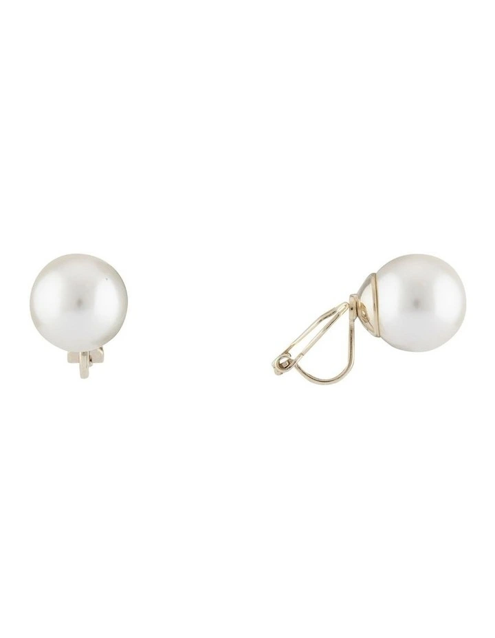 Clip Earrings 12mm in Gold/Pearl image 2