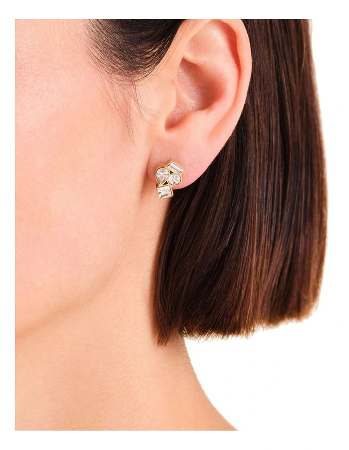 Playful Diamonds Cluster Stud Earrings in Gold image 2