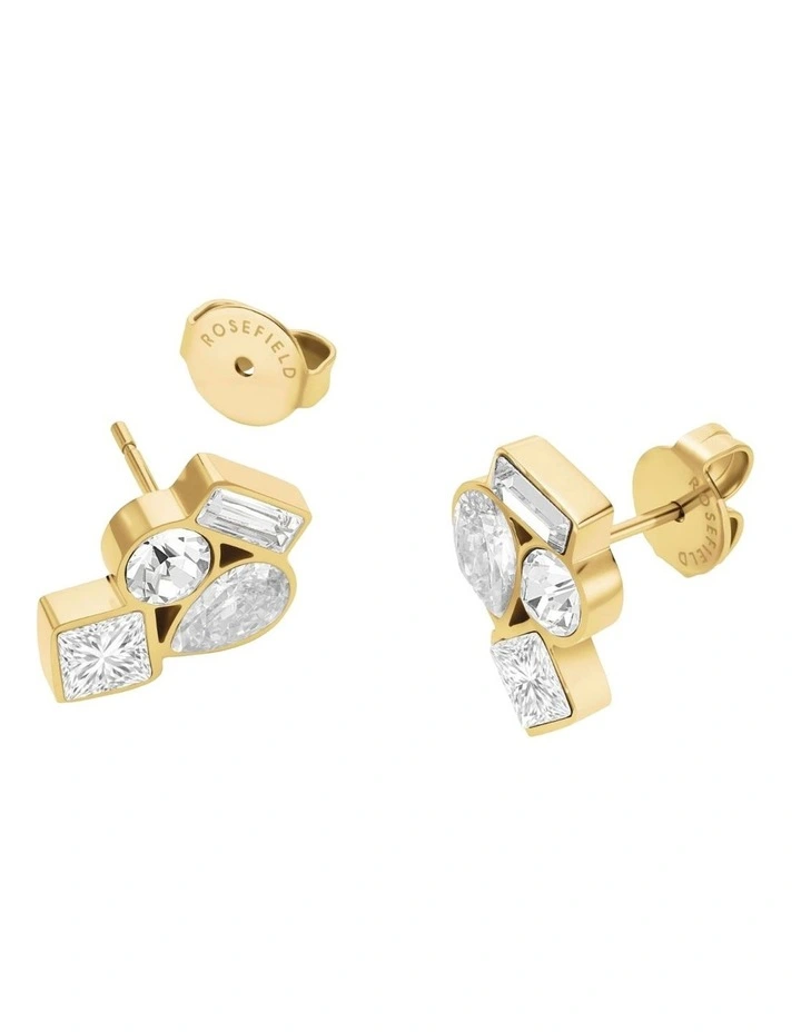 Playful Diamonds Cluster Stud Earrings in Gold image 3