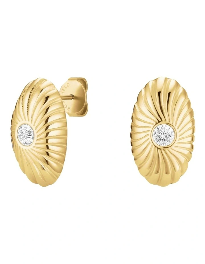 Bold Solitaire Textured Stud Earrings in Gold-Tone image 1
